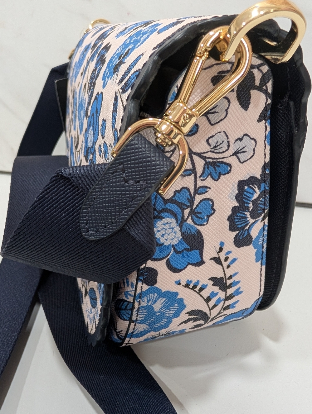 Kate Spade Madison Peacock Floral Printed Saddle Bag Blue Multicolor NWT - Picture 7 of 11